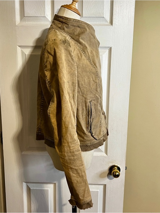 Free People Wms Collapsing Twin Cotton Knit Asymmetric Crop Military Jacket M - Picture 4 of 13